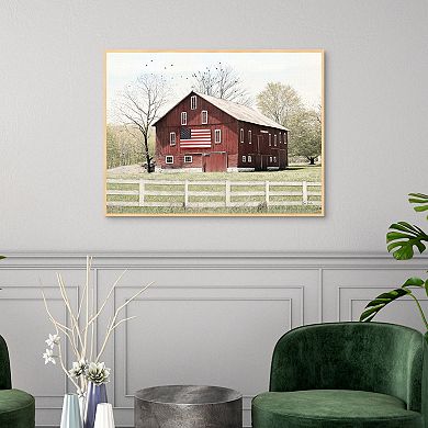Masterpiece Patriotic Barn Framed Canvas Wall Art