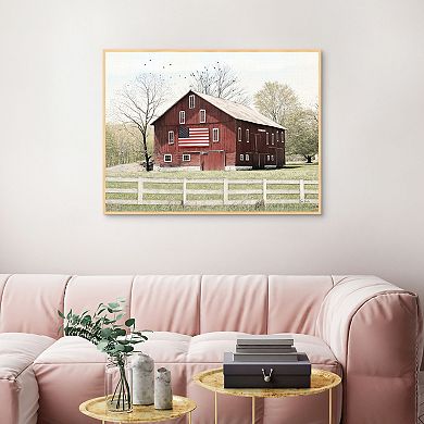 Masterpiece Patriotic Barn Framed Canvas Wall Art