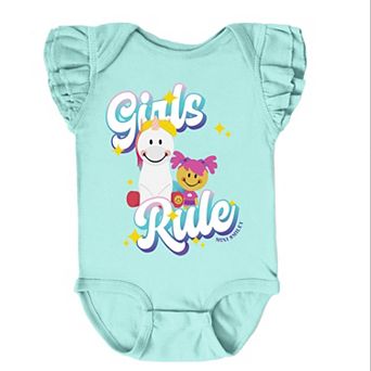 Mini Smiley Girls Rule - Baby Flutter Sleeve Bodysuit