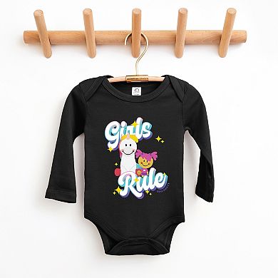 Mini Smiley Girls Rule - Baby Long Sleeve Bodysuit