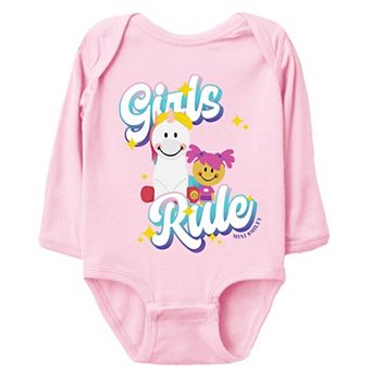 Mini Smiley Girls Rule - Baby Long Sleeve Bodysuit