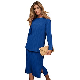 Jessica London Women's Plus Size Plisse Boatneck Blouse