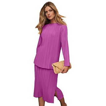 Jessica London Women's Plus Size Plisse Boatneck Blouse