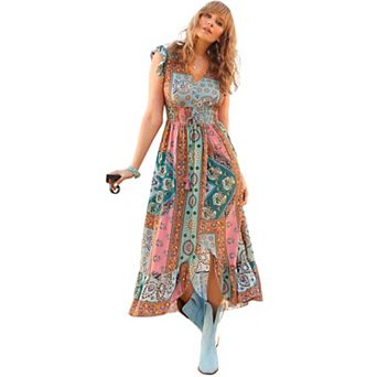 Joe Browns Women's Plus Size Patchwork Slit Maxi Dress