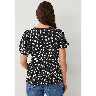 ellos Plus Size Sleeve Peplum Hem Blouse