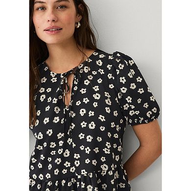 ellos Plus Size Sleeve Peplum Hem Blouse