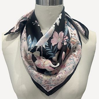 Nine West Lily Satin Floral Print Square Scarf