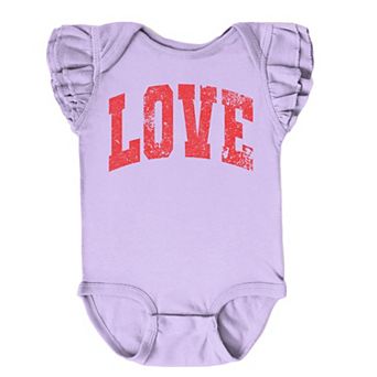Love Varsity Arched Distressed - Baby Flutter Sleeve Bodysuit