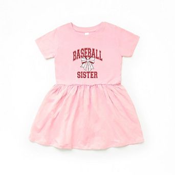 Baseball Sister Coquette - Toddler Graphic Dress