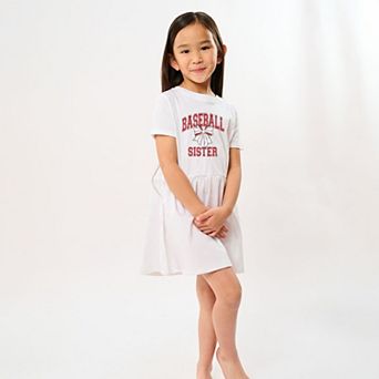Baseball Sister Coquette - Toddler Graphic Dress