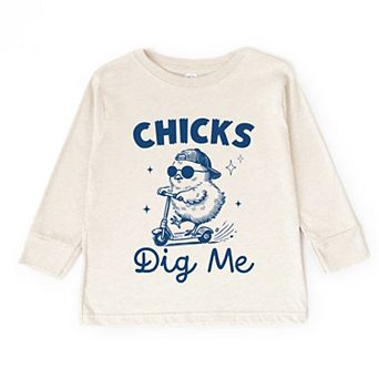 Chicks Dig Me Scooter - Toddler Long Sleeve Graphic Tee