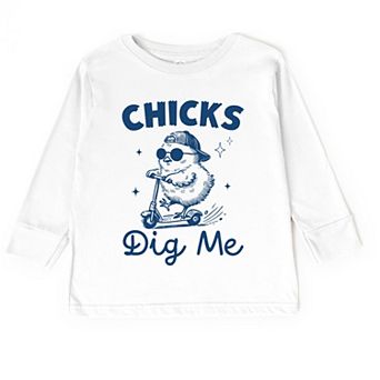 Chicks Dig Me Scooter - Toddler Long Sleeve Graphic Tee