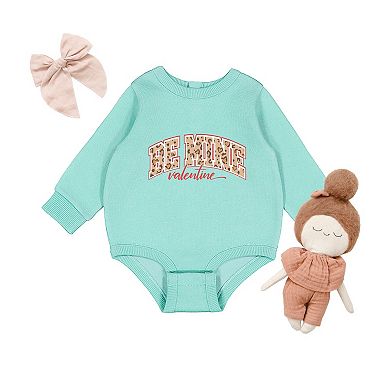 Be Mine Valentine Varsity Leopard - Infant Fleece BodySuit