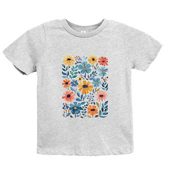 Colorful Daisies and Leaves - Youth Short Sleeve Graphic T-Shirt
