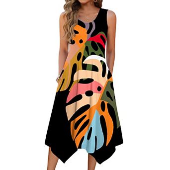 Zeagoo Women s Sleeveless Midi Tank Dress A Line Loose Vacation Dress with Pockets