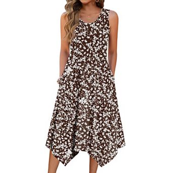 Zeagoo Women s Sleeveless Midi Tank Dress A Line Loose Vacation Dress with Pockets