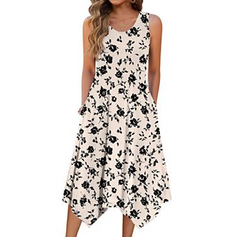 Zeagoo Women s Sleeveless Midi Tank Dress A Line Loose Vacation Dress with Pockets