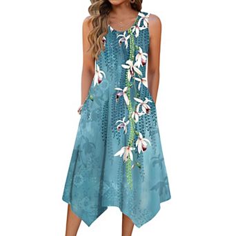 Zeagoo Women s Sleeveless Midi Tank Dress A Line Loose Vacation Dress with Pockets