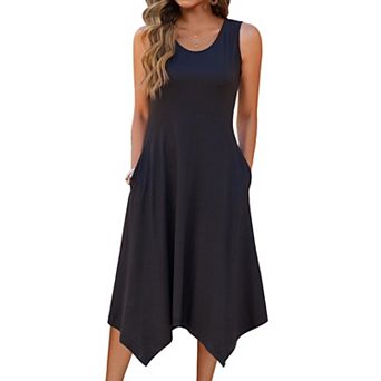 Zeagoo Women s Sleeveless Midi Tank Dress A Line Loose Vacation Dress with Pockets