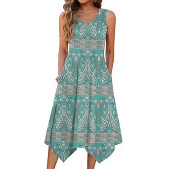 Zeagoo Women s Sleeveless Midi Tank Dress A Line Loose Vacation Dress with Pockets