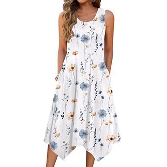Zeagoo Women s Sleeveless Midi Tank Dress A Line Loose Vacation Dress with Pockets