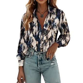 Zeagoo Womens Blouses Dressy Casual Spring Long Sleeve Shirts Button Down Tops Fashion
