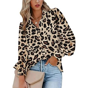 Zeagoo Womens Blouses Dressy Casual Spring Long Sleeve Shirts Button Down Tops Fashion