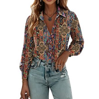 Zeagoo Womens Blouses Dressy Casual Spring Long Sleeve Shirts Button Down Tops Fashion
