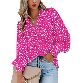 Zeagoo Womens Blouses Dressy Casual Spring Long Sleeve Shirts Button Down Tops Fashion