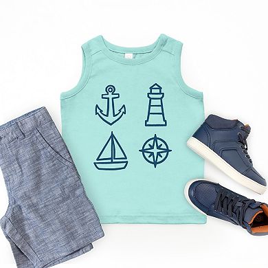 Anchor Lighthouse Boat Compass - Youth Tank Top