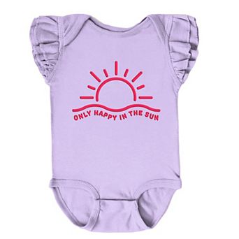 Only Happy In The Sun Puff Print - Baby Flutter Sleeve Bodysuit