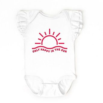 Only Happy In The Sun Puff Print - Baby Flutter Sleeve Bodysuit