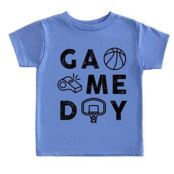 Basketball Game Day Block Distressed - Toddler Short Sleeve Graphic T-Shirt