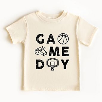 Basketball Game Day Block Distressed - Toddler Short Sleeve Graphic T-Shirt