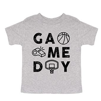 Basketball Game Day Block Distressed - Toddler Short Sleeve Graphic T-Shirt