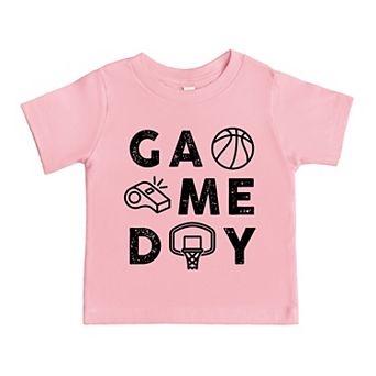 Basketball Game Day Block Distressed - Toddler Short Sleeve Graphic T-Shirt