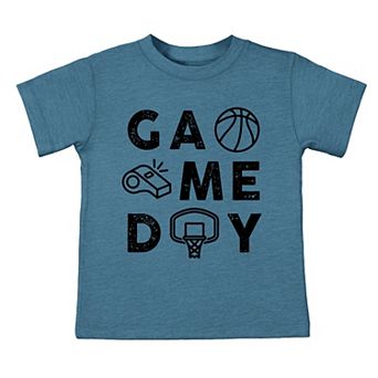 Basketball Game Day Block Distressed - Toddler Short Sleeve Graphic T-Shirt