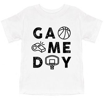 Basketball Game Day Block Distressed - Toddler Short Sleeve Graphic T-Shirt