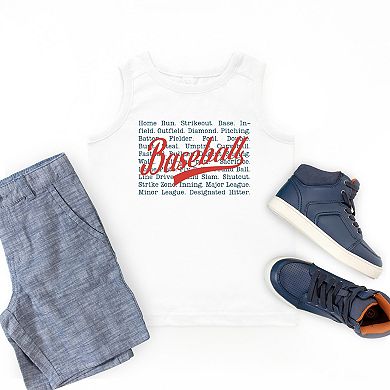 Baseball Words Stacked - Youth Tank Top