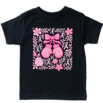 Breast Cancer Boxing Gloves - Toddler Short Sleeve Graphic T-Shirt