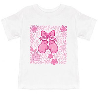 Breast Cancer Boxing Gloves - Toddler Short Sleeve Graphic T-Shirt