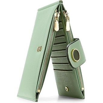ZUQIETA Women's RFID-Blocking Leather Bifold Wallet - Slim Card Holder with Zipper Pocket