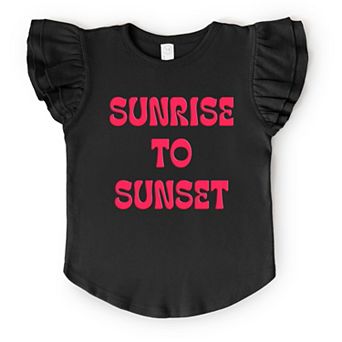 Sunrise To Sunset Puff Print - Flutter Sleeve Graphic T-Shirt