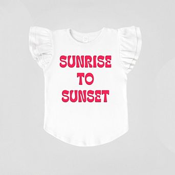 Sunrise To Sunset Puff Print - Flutter Sleeve Graphic T-Shirt