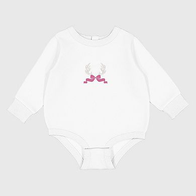 Embroidered Antler Bow - Infant Fleece BodySuit