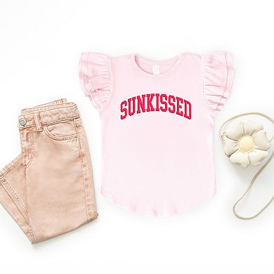 Sunkissed Varsity Arched Puff Print - Flutter Sleeve Graphic T-Shirt