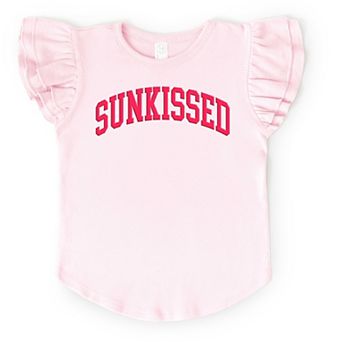 Sunkissed Varsity Arched Puff Print - Flutter Sleeve Graphic T-Shirt