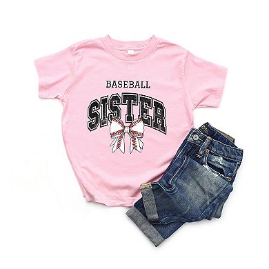 Baseball Sister Varsity Coquette - Toddler Short Sleeve Graphic T-Shirt