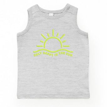 Only Happy In The Sun Puff Print - Toddler Graphic Tank