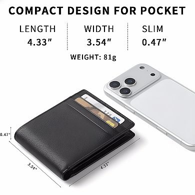 ZUQIETA Men's Genuine Leather RFID-Blocking Bifold Wallet - Slim Front Pocket with 10 Card Slots